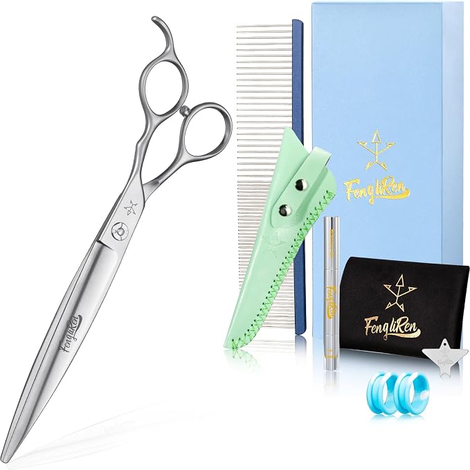 High-end Professional Dog Grooming Scissors Pet Grooming Shears 7.5 Inches Extremely Very Sharp Made Of Stainless Steel Alloy By Hand For Dog Cat Groomer