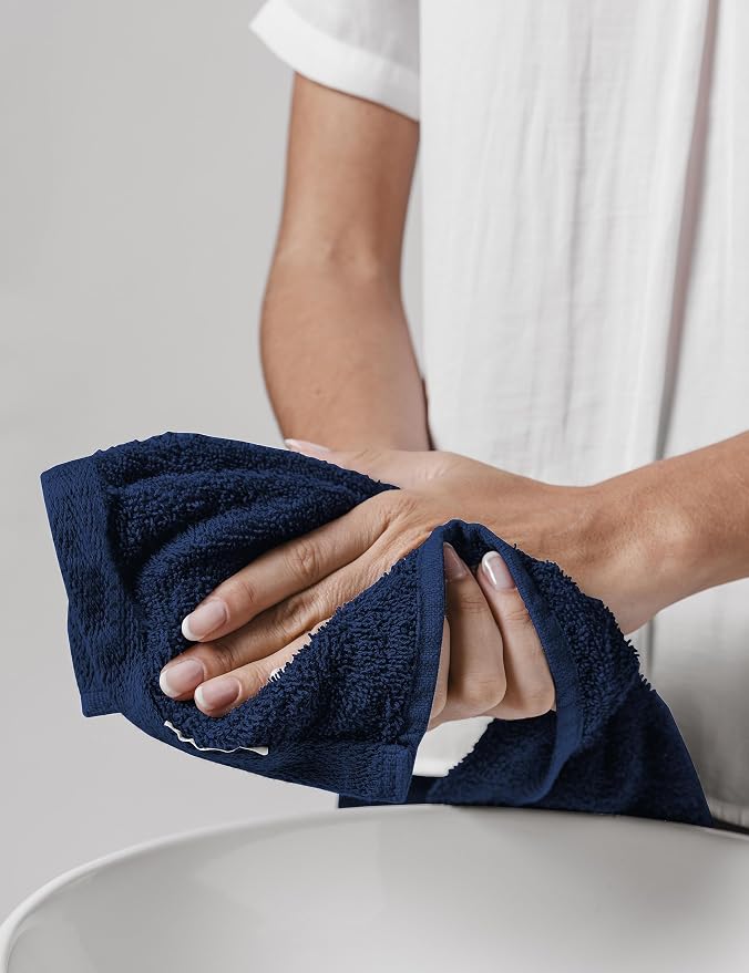 100% Organic Cotton Towels 650 GSM Plush Feather Touch Quick Dry Wash Cloth, Pack of 12 GOTS Certified, Oeko-Tex Green Certified, Organic Cotton Wash Cloth, 13"X13"