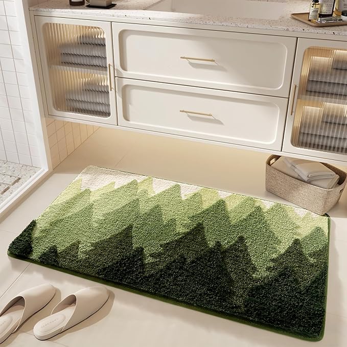 Luxury Bath Mat Super Absorbent and Non Slip Bathroom Rug Forest Mat Machine Washable Soft Microfiber Rug for Dining Room, Living Room and Tub (Forest, 23"x16")