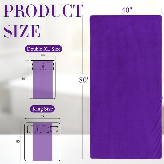 SmoothNovelty 2 Pcs Oversized Bath Towels 40 x 80 Inch, Extra Large Bath Sheets Microfiber Lightweight & Quick Dry, Jumbo Shower Towels for Adults Beach, Gym, Pool, Spa, Travel (Purple)