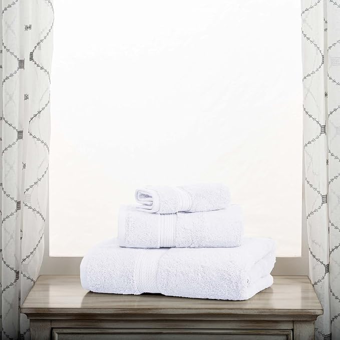 SUPERIOR Egyptian Cotton Ultra Plush & Absorbent, 3 Piece Set, White | Quick Dry, Soft Luxury Towel Set, Bath Essentials, Guest Bath, Spa, 1 Bath, 1 Hand, 1 Face Towels, Madeline Towels