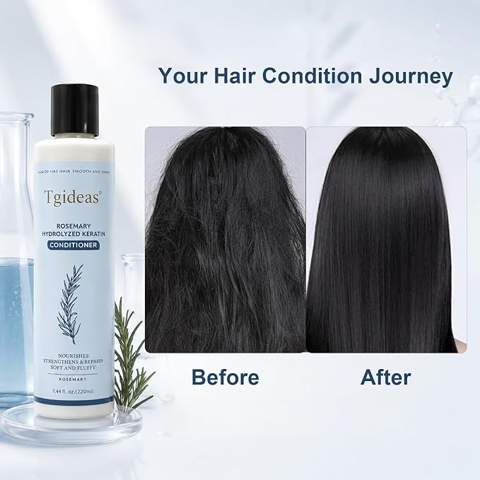 Tgideas Rosemary Hair Conditioner for Women and Men - Natural Hydrolyzed Keratin Infused Detangling & Hydrating Conditioner to Increase Manageability, 7.4 fl.oz