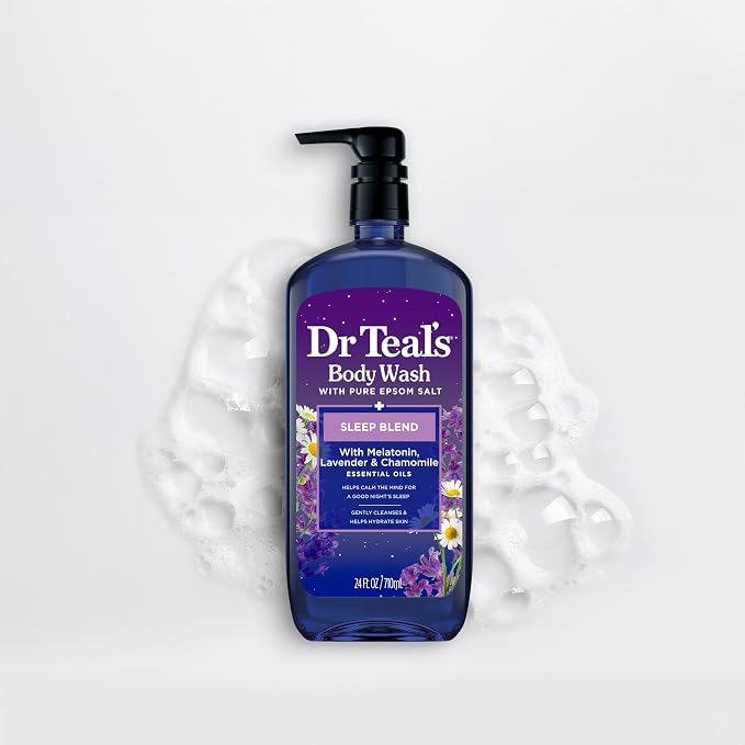 Dr Teal's Body Wash with Pure Epsom Salt, Daytime/Nighttime with Vitamin C & Sleep Blend, 24 fl oz (Pack of 2)