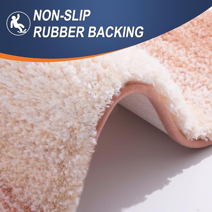 OLANLY Bathroom Rugs Mat 34x21, Extra Soft Absorbent Microfiber Bath Rugs, Rubber Backing, Quick Dry, Machine Washable Bath Mats for Bathroom Floor, Tub and Shower, Home Decor Accessories, Peach