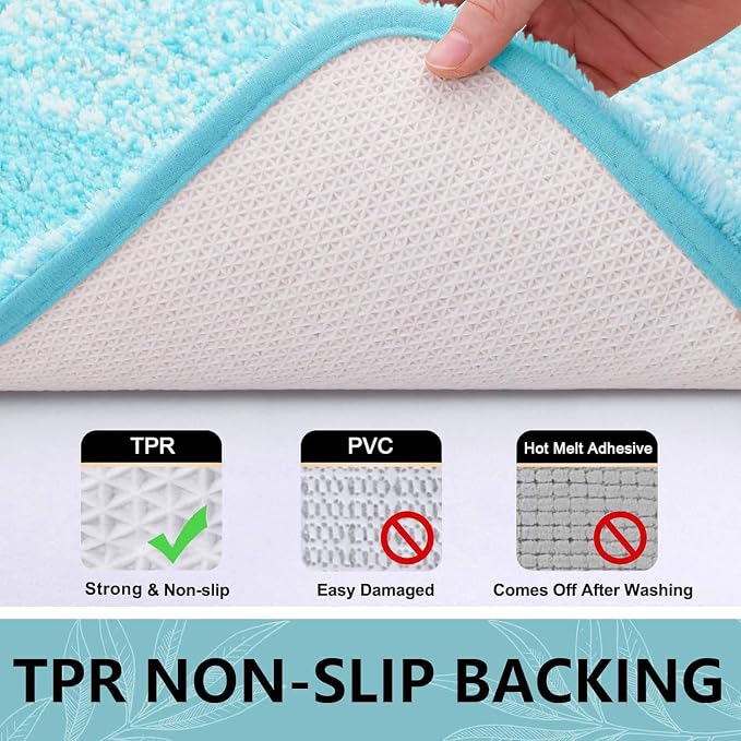 Arotive Microfiber Bathroom Rugs, Shaggy Soft and Absorbent Bath Rug, Thick Plush Machine Washable Dry Bath Mats for Bathroom, Tub and Shower, 30x20, Sky Blue, Rectangular