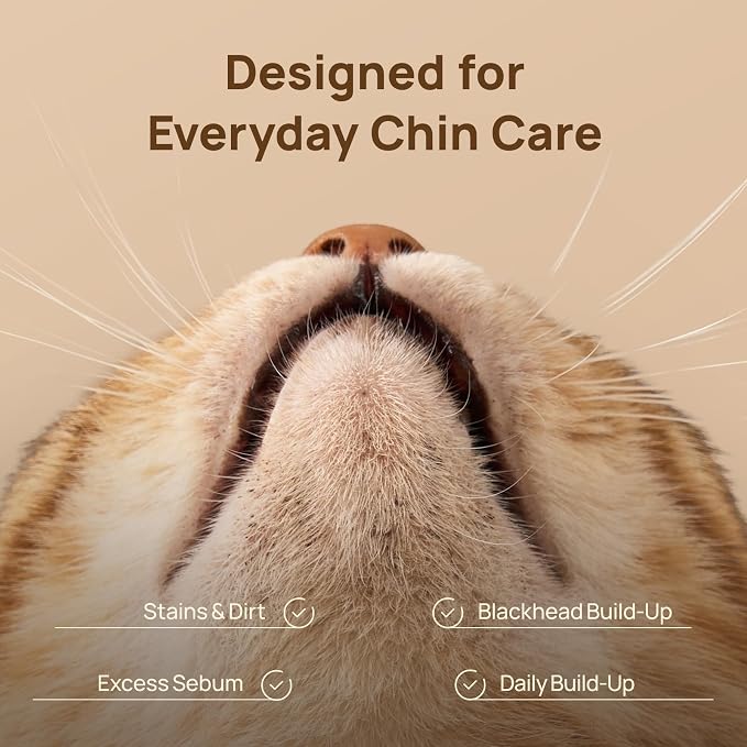 HICC PET Cat Chin Acne Finger Wipes – Gentle Enzyme Complex Daily Chin Cleaning Wipes for Blackheads & Chin Buildup, No-Rinse Natural Formula