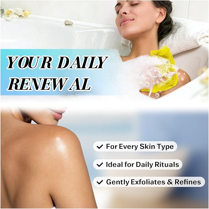 African Net Sponge Authentic Exfoliating Body Scrubber for Shower & Bath, Deep Cleansing Lather for Dead Skin Removal, Back Scrubber Gift for Women & Men（Yellow）
