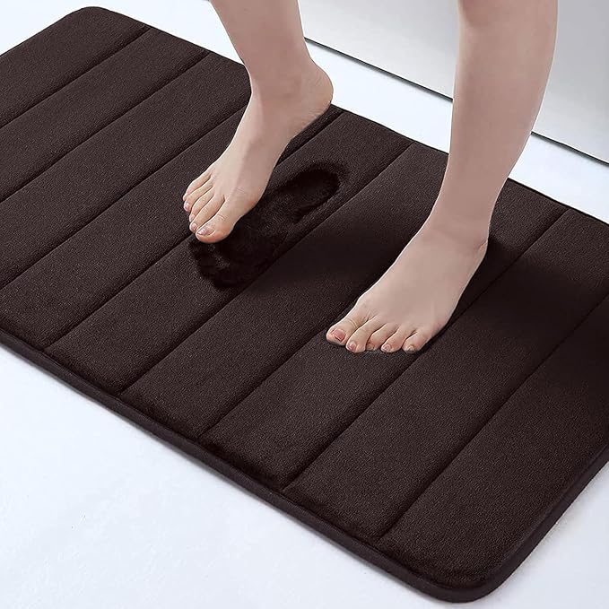 Buganda Memory Foam Bath Mat, 34" x 20", Ultra Soft Bathroom Rugs, Water Absorbent and Machine Washable Bath Rug for Bathroom, Shower, and Tub, Brown