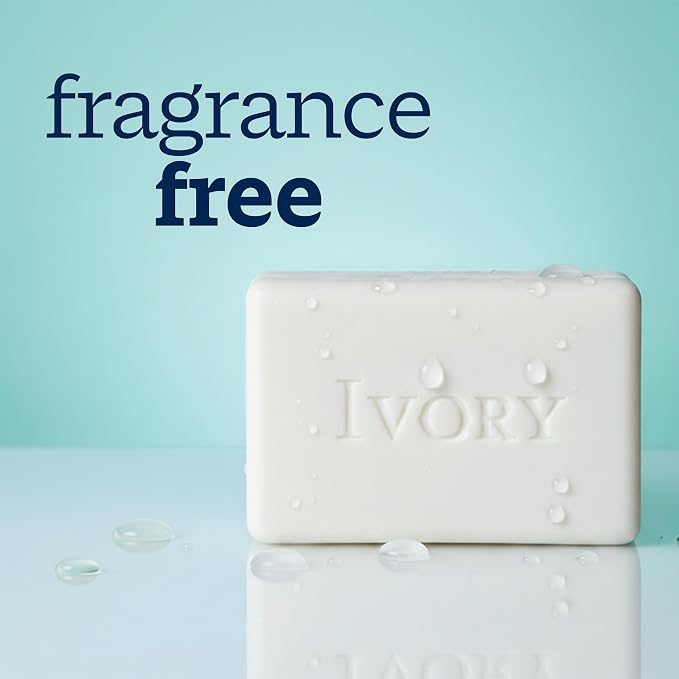 Ivory Sensitive Bar Soap, Designed for Whole Family, Fragrance Free, 99.44% Pure Formula, Plant-Based Cleanser, Made Without Heavy Perfume, Parabens, Phthalates, For All Skin Types, 3.17 oz (12 Count)
