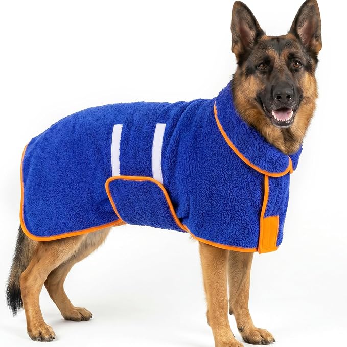 Bienbee Dog Bathrobe, Quick Drying Super Absorbent Dog Robes for After Bath, Warm Keeping Dogs Towel, Dogs Bath Supplies, Dark Blue XXL