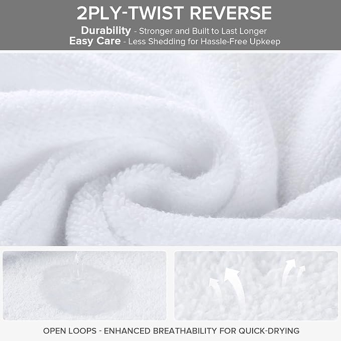Comfort Spaces 6 Pc Towel Set, 100% Cotton Zero Twist, White | Zero Twist Cotton, Quick Dry Ultra Soft, 2 Bath 2 Hand 2 Washcloth, Absorbent Lightweight Towels for Everyday