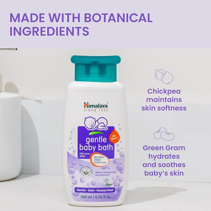 Himalaya Gentle Baby Bath, Gentle, Non-Irritating Cleanser for Nourishing Your Baby’s Skin, 6.76 oz