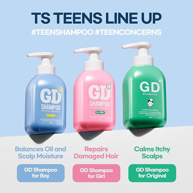 TS GD Shampoo for Boys with Oily Scalp, Sweat, Itchy, Flakes and Odor, Sulfate and Silicone Free Scalp Cleanser For Oil Balance and Build Up Care, Korean Hair Care 14.1 fl oz 400ml