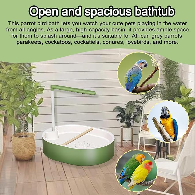 Parrot Shower, Automatic Parakeet Bird Bath with Pump, Large Bird Shower Fountain, Bird Bath for Parakeets for Pet Birds, Conure, Cockatoo, Budgie, Lovebird, Finches