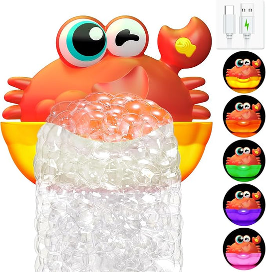 Bath Toys for Kids Ages 1-3,Light Up Baby Bath Toys Crab Bubble Maker with Colourful Light Toddler Bathtub Birthday Gifts Easter Stocking Stuffers for Boys Girls Aged 1-3 2-4 3-5