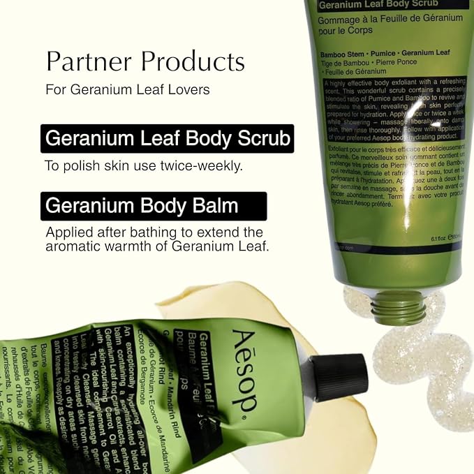 Aesop Geranium Leaf Body Cleanser Refill | Gentle Shower Gel with Geranium, Mandarin and Bergamot Essential Oil Blend to Refresh & Balance Skin | 500 mL / 16.9 oz - Recyclable Bottle (Pack of 3)