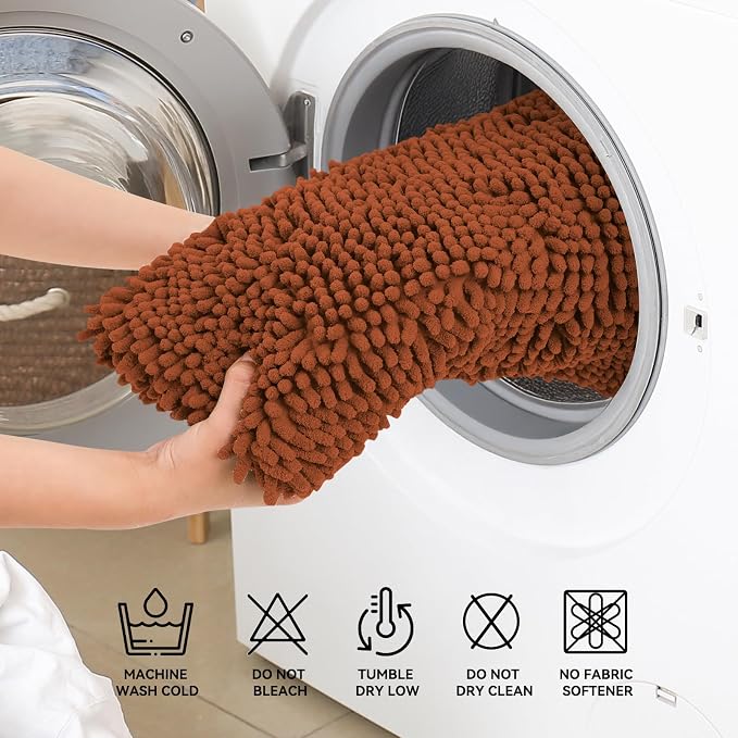 Bcoimo 36x24 Chenille Bath Mat – Non-Slip with Backing Bath Rug Ultra-Absorbent and Machine Washable Bathroom Mat Quick-Dry Design. Ideal for Bathroom Shower and Tub Areas