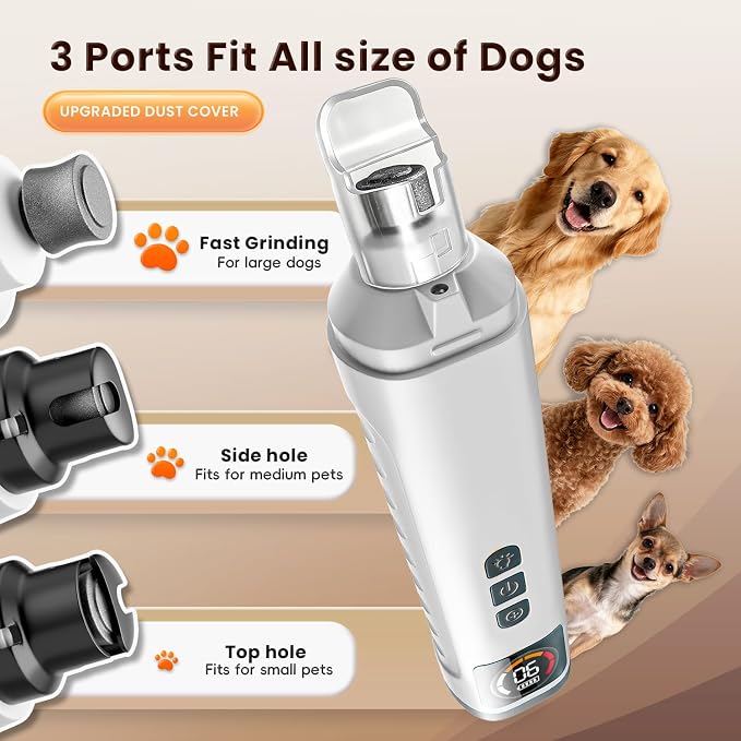 2026 Upgraded Dog Nail Grinder, 6-Speed Dog Nail Grinder with Led Light, Brushless Motor Drive 30 db Ultra Quiet Painless Paws Grooming for Small Medium Large Dogs
