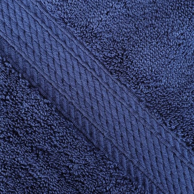 SUPERIOR Egyptian Cotton Ultra Plush & Absorbent, 3 Piece Set, Navy Blue | Quick Dry, Soft Luxury Towel Set, Bath Essentials, Guest Bath, Spa, 1 Bath, 1 Hand, 1 Face Towels, Madeline Towels