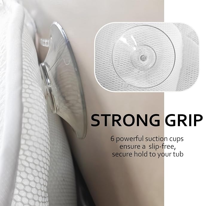 Bath Pillows for Tub, Luxury Bath Pillows for Neck Head and Back Support,Bathtub Pillow with Soft 4D Breathable Mesh Fabric and Nonslip Suction Cups,Relaxing Bath Accessories .(White)