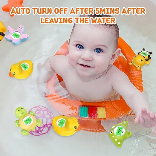 Baby Bath Thermometer for Infants & Todlers, Floating Duck Water Thermometer with Instant Temperature Reading,3-Color LED Safety Alert,Large LCD Display, BPA-Free Bathtub Toy Auto On/Off