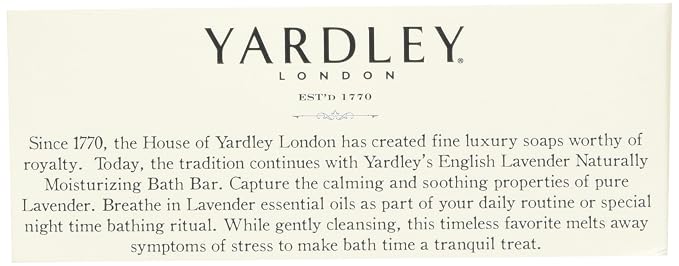 Yardley London English Lavender with Essential Oils Soap Bar, 4.25 oz Bar (Pack of 8)