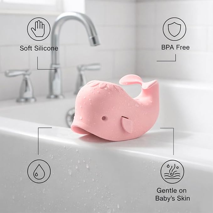 Bath Spout Cover for Bathtub - Protects Baby from Bumping Head During Bathing Time Baby Faucet Cover Universal Faucet Protective Cover Whale Design