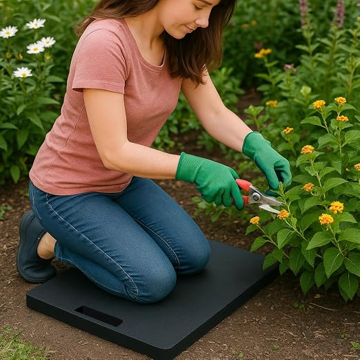 Rhino Mats® Knee Pad – Extra-Thick 1.5” High-Density Foam Kneeling Pad, Waterproof, Non-Slip, Heavy-Duty Comfort Mat for Gardening, Construction, Yoga, Bath Time, and Home Repairs (Black, 16" X 18")