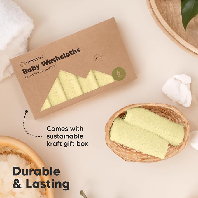 6-Pack Baby Washcloths, Soft Absorbent Washcloths for Face, Body (Sunshine) | Viscose from Bamboo Washcloths, Baby Towels, Newborn, Kids, Toddlers, Infant, Gentle on Sensitive Skin, 10x10, Reusable
