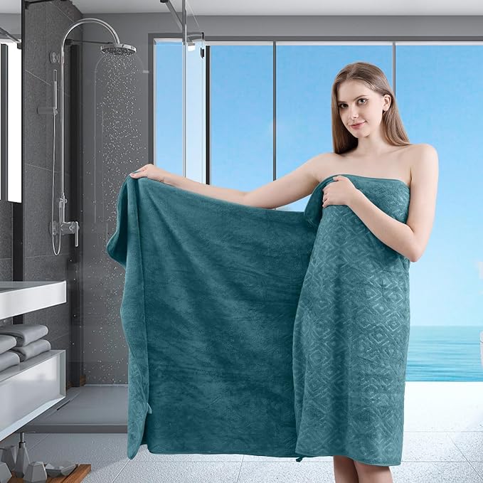 Bath Towel Set of 4 Extra Large Bath Sheet 35"x70" Oversized Bath Towel Soft Microfiber Bathroom Towel for Adults Highly Absorbent Quick Dry Towel for Bathroom,Hotel,Shower Bath Sheet Turquoise