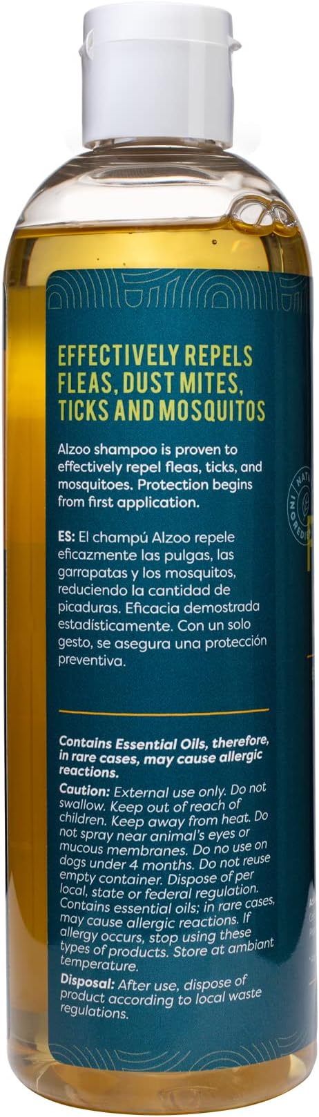 ALZOO Plant Based Flea and Tick Repellent Shampoo for Dogs, Effectively Repels Fleas, Ticks & Mosquitos, Plant-Based Active Ingredients, Sulfate & Paraben-Free, 12 Fl. Oz.