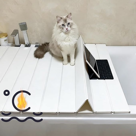 Foldable Bathtub Cover, Bath Tub Tray, Folding Bath Covers (59×27.6×0.3in) | Waterproof Insulation Table Dust Board, PVC Shutter Bath Lid Plate Fits Most Tubs for Bathroom Shower (White)