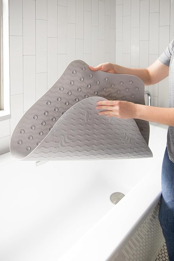 Ubbi Stingray Bath Mat for Baby, Non-Slip, Powerful Suction Cups, Baby Bathtub Time Essentials, Gray