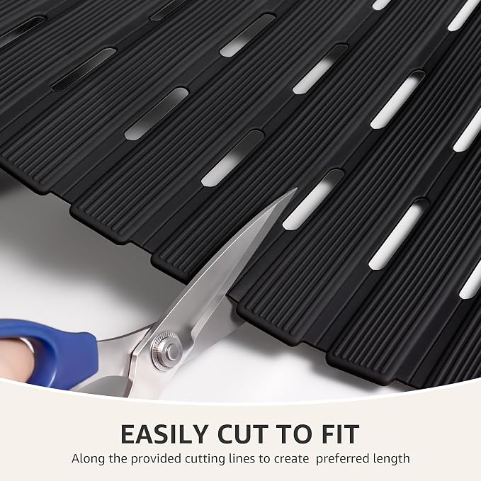 OTHWAY Non Slip Bathtub Mat, Soft TPE Black Shower Mat with Suction Cups | 36.6" x 16.9" Bath Mat for Tub Non Slip, Machine Washable Shower Floor Mat with Drain Holes