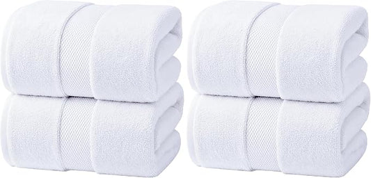 Infinitee Xclusives Jumbo Bath Sheets Towels for Adults – 600 GSM (35X70 Inches)– 100% Ring Spun Cotton, Soft and Absorbent Large Bath Towels for Bathroom (Brilliant White) (Pack of 2)
