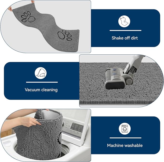 Bcoimo Super Absorbent Dog Door Mat, 60"*24" Anti Slip Mat for Muddy Paws, Pet Rugs for Dirty Paws Washable that Absorbs Moisture and Dirt, for Dog Cage and Pet Resting Carpet