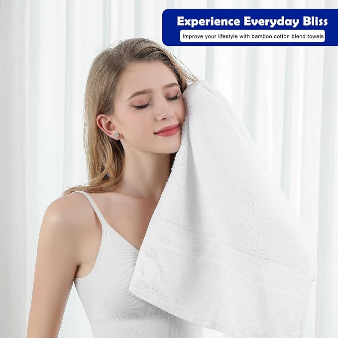 Aibaser Hand Towels-16x30inch - Lightweight and Highly Absorbent Hand Towels for Bathroom, Travel, Gym, Shower and Spa (White)