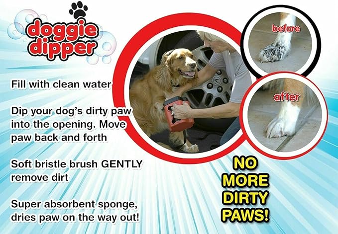 Dog Paw Cleaner/Washer - Portable, Cleans and Dries Quickly - Silicone Bristles - Keeps Furniture and Carpets Clean from Muddy Paws