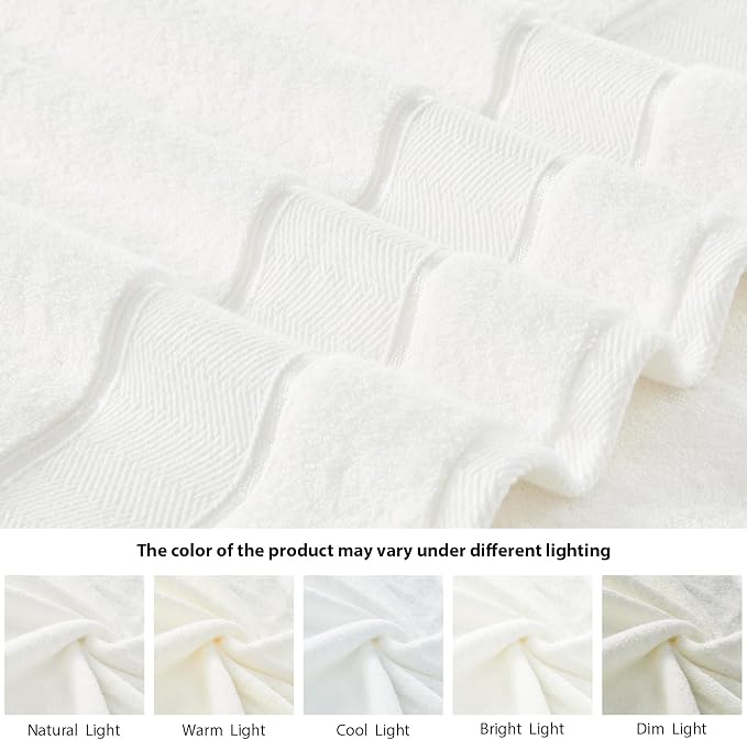 Marvione Bath Towels Set 6 Piece, 100% Turkish Cotton Highly Absorbent and Soft Towels for Bathroom 2 Bath Towels 2 Hand Towels 2 Washcloths, White