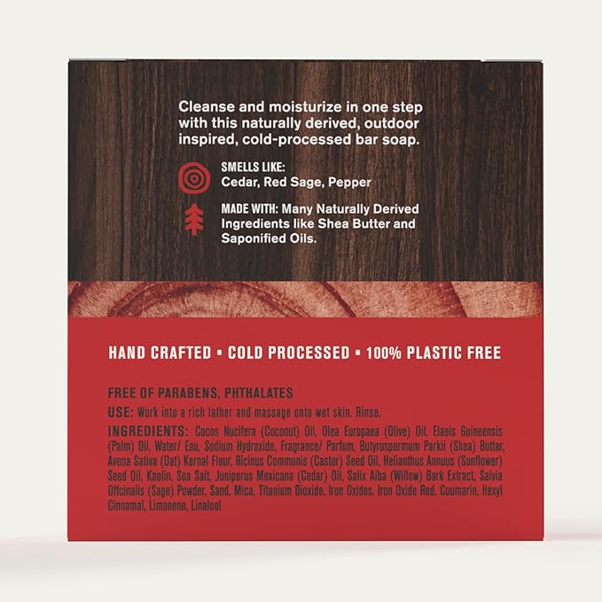Every Man Jack Cold Processed Mens Bar Soap - Cedar + Red Sage Scent - Deeply Cleans & Hydrates with Shea Butter and Coconut Oil - (3 Pack)