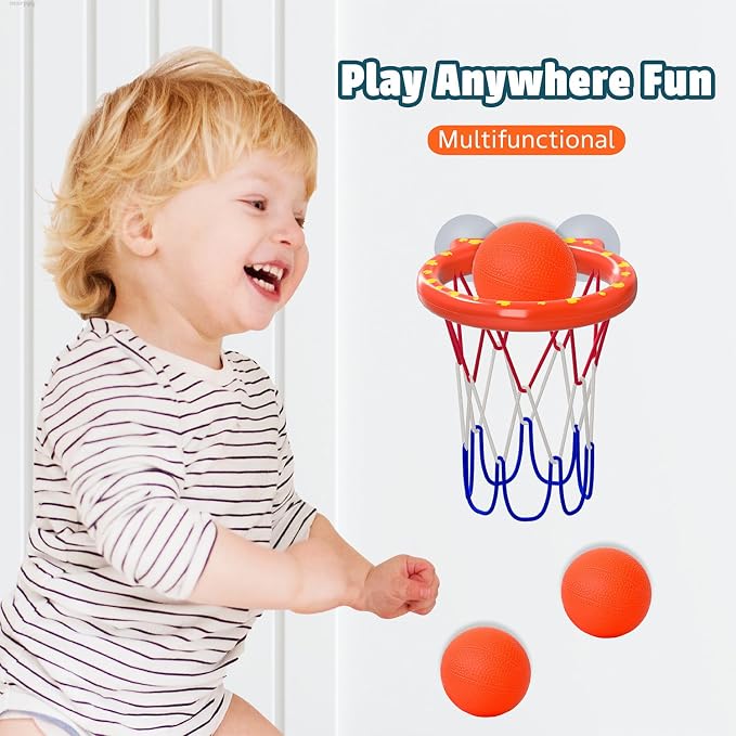 Bath Toys – Bathtub Basketball Hoop for Toddler | Bath Toys for Kids with 4 Mold-Free Balls and Strong Suction Cups Basketball Hoop | Toddler Shower Toys and Fun Bathtub Toys for Boys and Girls