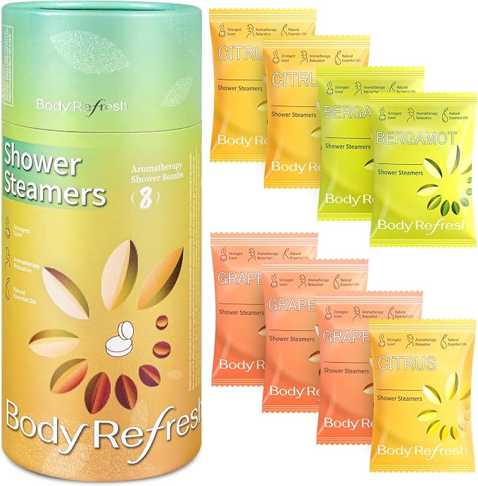BodyRefresh Shower Steamers Aromatherapy 8 Pack - Shower Bombs for Stress Relief, Home Spa Self Care Relaxation, Spa Gifts for Women Mom Wife Sister Girlfriend