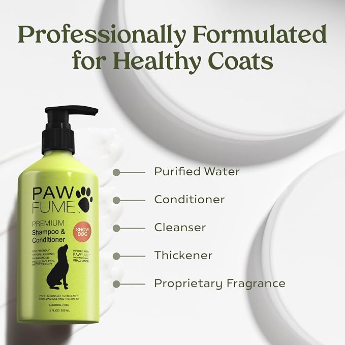 PAWFUME Deshedding Dog Shampoo and Conditioner, Show Dog, 4-Pack – Nourish & Detangle for Silky Soft Coat – Probiotic, Deep-Cleaning, pH-Balanced Formula – Salon-Quality Shampoo for Dogs