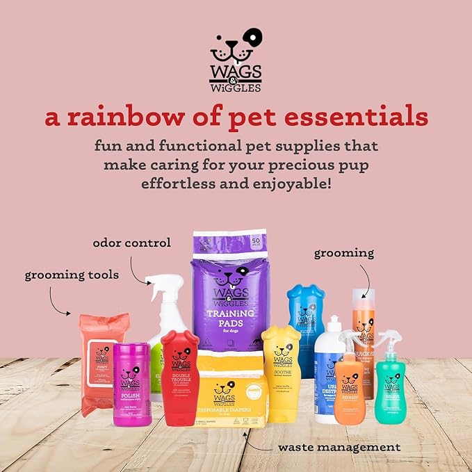 Wags & Wiggles Double Trouble 2-in-1 Dog Shampoo and Conditioner, Fruity Watermelon Scent - Cleansing and Conditioning Formula with Jojoba Oil and Wheat Protein, 16 Fl Oz