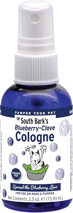 Showseason Animal Products South Bark's Blueberry Clove Dog Cologne 2.5 oz. | Dog Perfume Long Lasting | Deodorizing Spray | Made in The USA