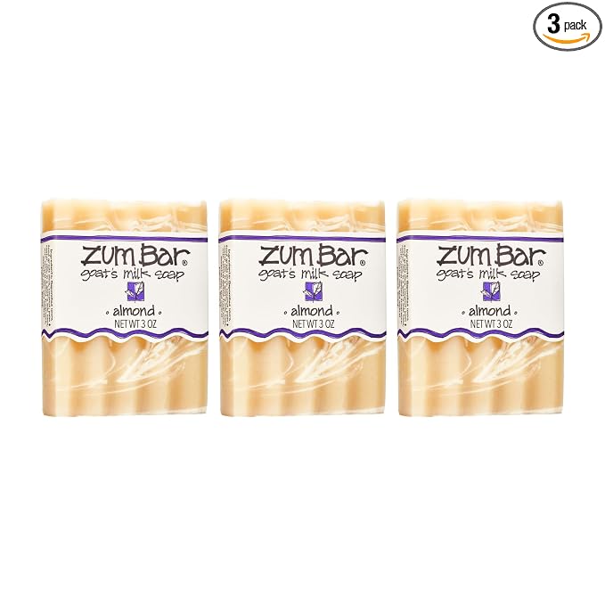Indigo Wild Zum Goat's Milk Soap Bar - Bar Soap for Hands & Body Made with Essential Oils - 3 oz - Almond (3 Pack)