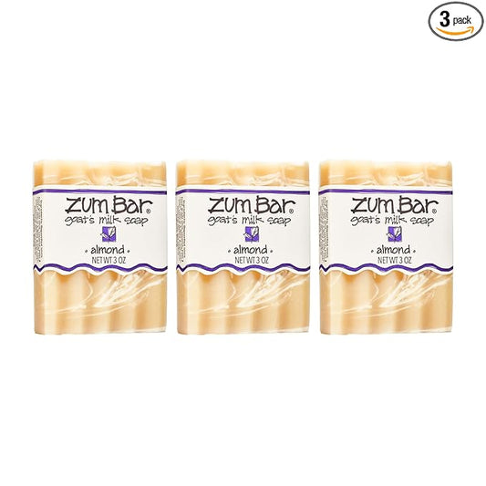 Indigo Wild Zum Goat's Milk Soap Bar - Bar Soap for Hands & Body Made with Essential Oils - 3 oz - Almond (3 Pack)