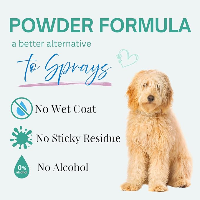 Dry Shampoo Powder & Coat Deodorizer for Dogs (Cucumber Melon) | Waterless No-Rinse Squeeze Bottle Formula | Calming Scent | Talc and Alcohol Free | Safe for Sensitive Skin | Made in USA
