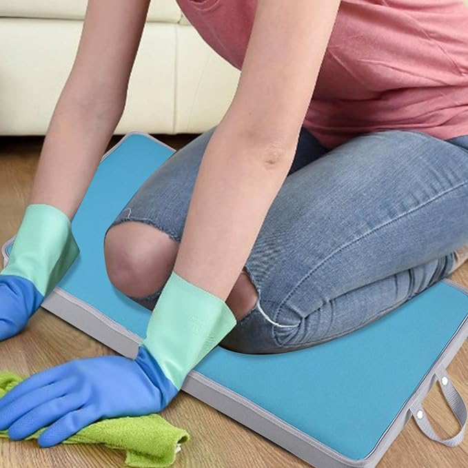 Folding Extra Thick Foam Garden Kneeling Pad, 4.5cm Memory Foam Lightweight & Portable with Handles for Gardening Yoga Bath Kneeler Pad Seat Cushion Indoor & Outdoor Support for Men Women (Sky Blue)