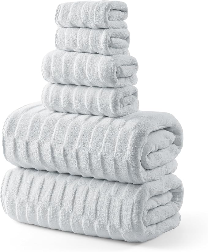 REDKISS Extra Large Bath Towel Set 6-Pack, 40 x 80 Inches Oversized Bath Sheets, Microfiber Ultra Absorbent & Quick-Dry, Super Soft Luxury Shower Towels for Bathroom Hotel Spa & Gym - Light Gray